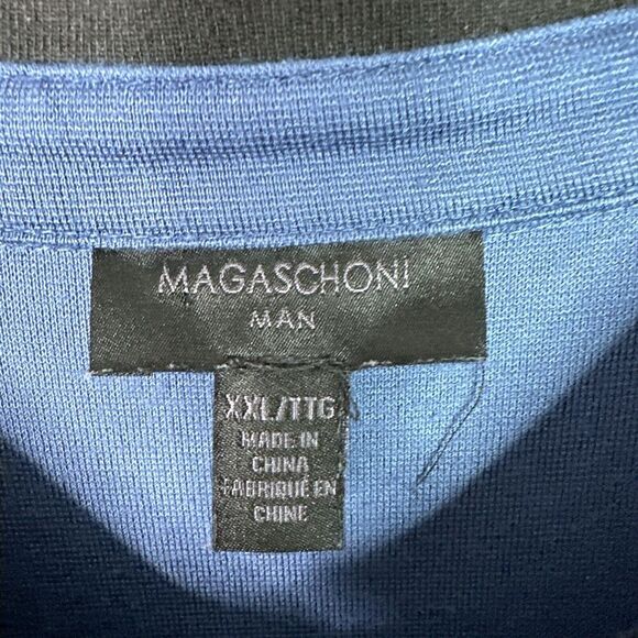 Magaschoni Men’s XXL Blue Black Contrast Collar Polo Shirt Golf‎ Casual - Picture 4 of 11